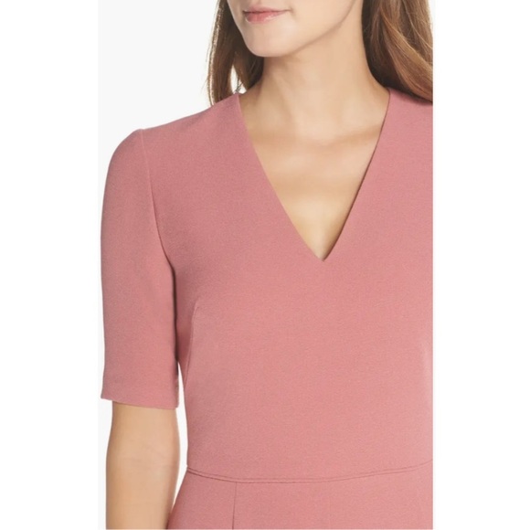 Gal Meets Glam Collection Edith City Crepe Fit & Flare Midi Dress Pink Size 00 - Picture 13 of 13